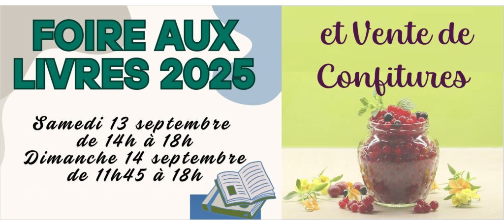 Foire aux livres et vente de confitures – 13 & 14 septembre 2025